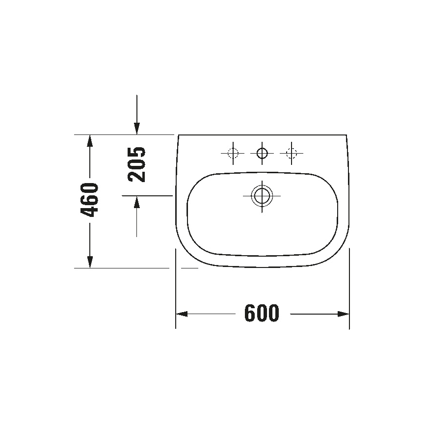 Duravit 23106000002 - Sienas uzstādāma izlietne D-CODE 60x46 cm keramika/spīdīgi balta