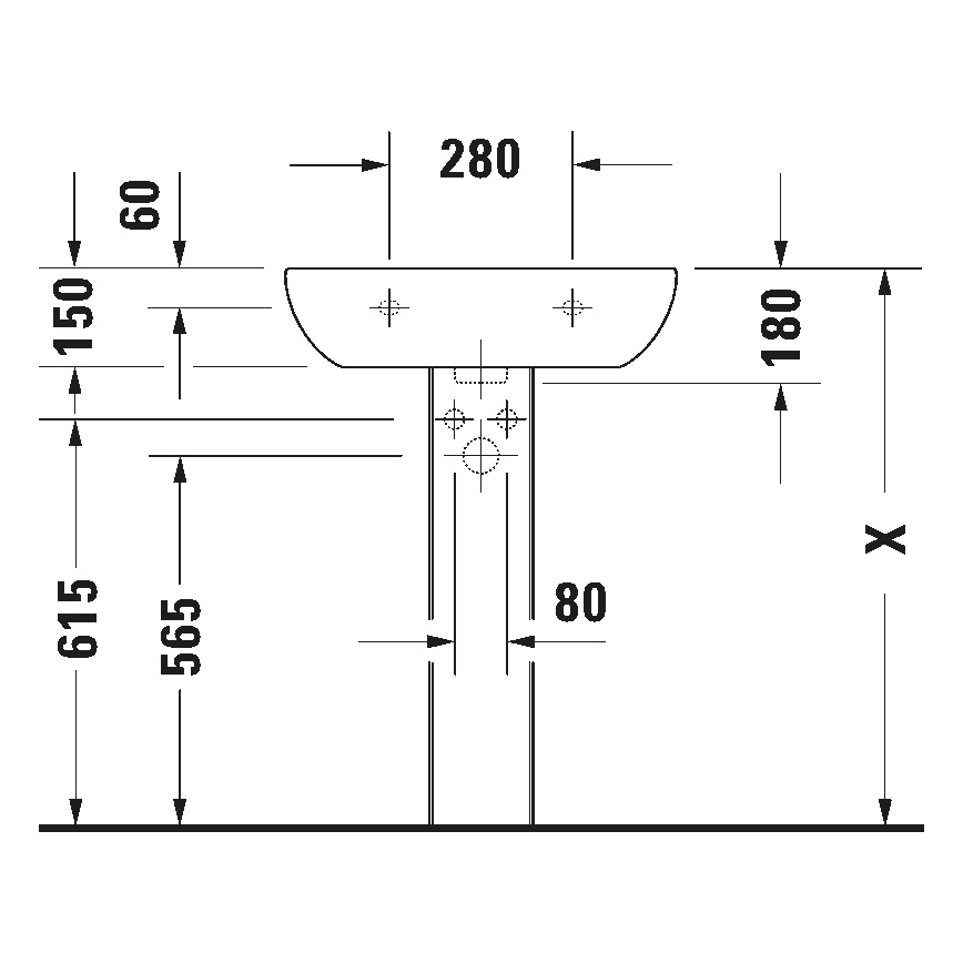 Duravit 23106000002 - Sienas uzstādāma izlietne D-CODE 60x46 cm keramika/spīdīgi balta