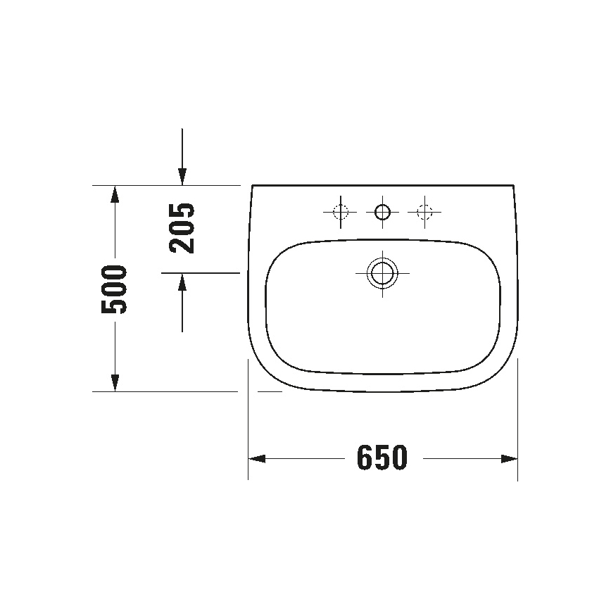 Duravit 23106500002 - Sienas piestiprināma izlietne D-CODE 65x50 cm keramika/spīdīgi balta