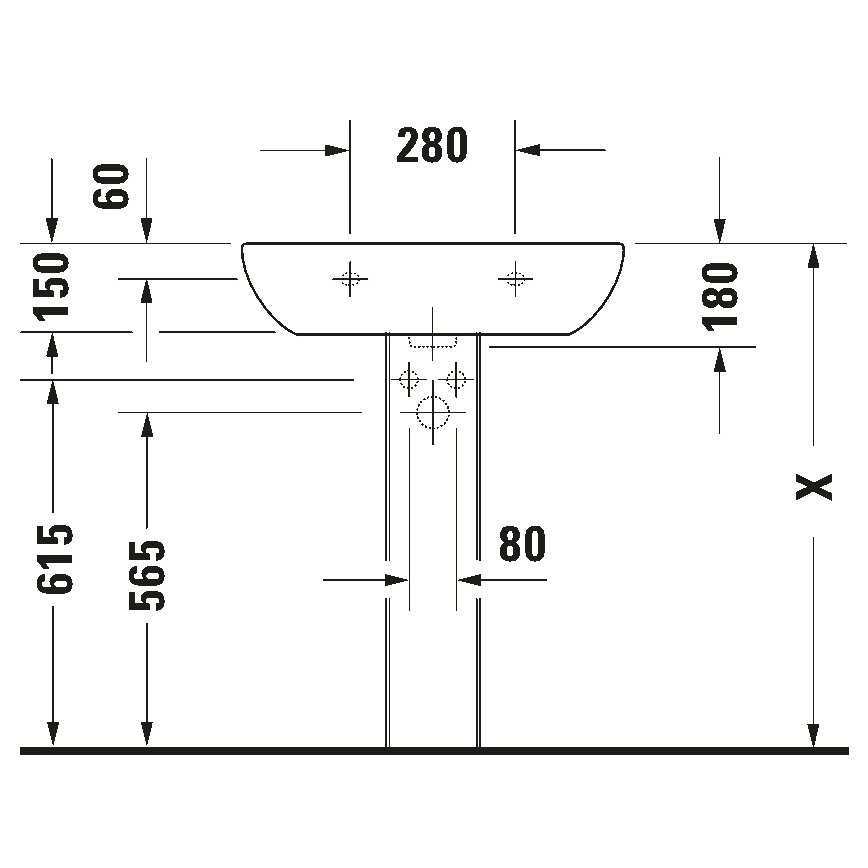 Duravit 23106500002 - Sienas piestiprināma izlietne D-CODE 65x50 cm keramika/spīdīgi balta