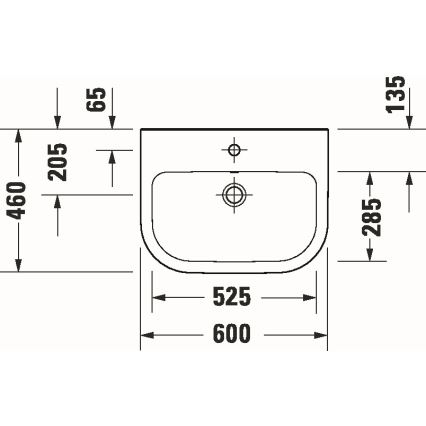 Duravit 23986000002 - Sienas piestiprināma izlietne D-CODE 60x46 cm keramika/glancēta balta