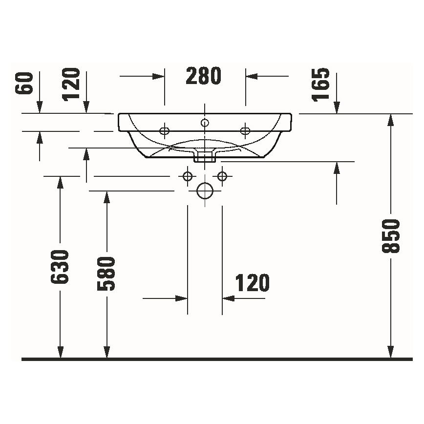 Duravit 23986000002 - Sienas piestiprināma izlietne D-CODE 60x46 cm keramika/glancēta balta