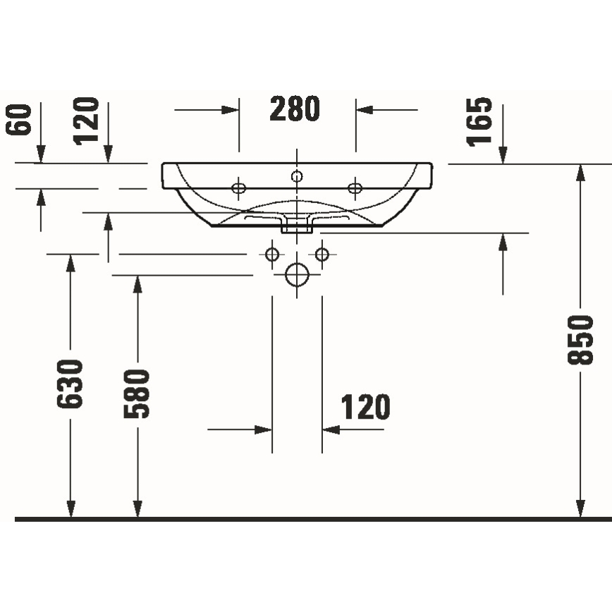 Duravit 23986500002 - sienas piestiprināma izlietne D-CODE 65x46 cm keramika/glancēta balta