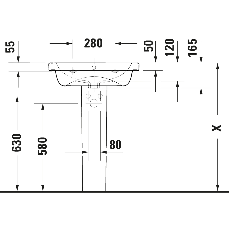 Duravit 23996000002 - Pakarināma izlietne D-CODE 60x48 cm keramika/spīdīgi balta