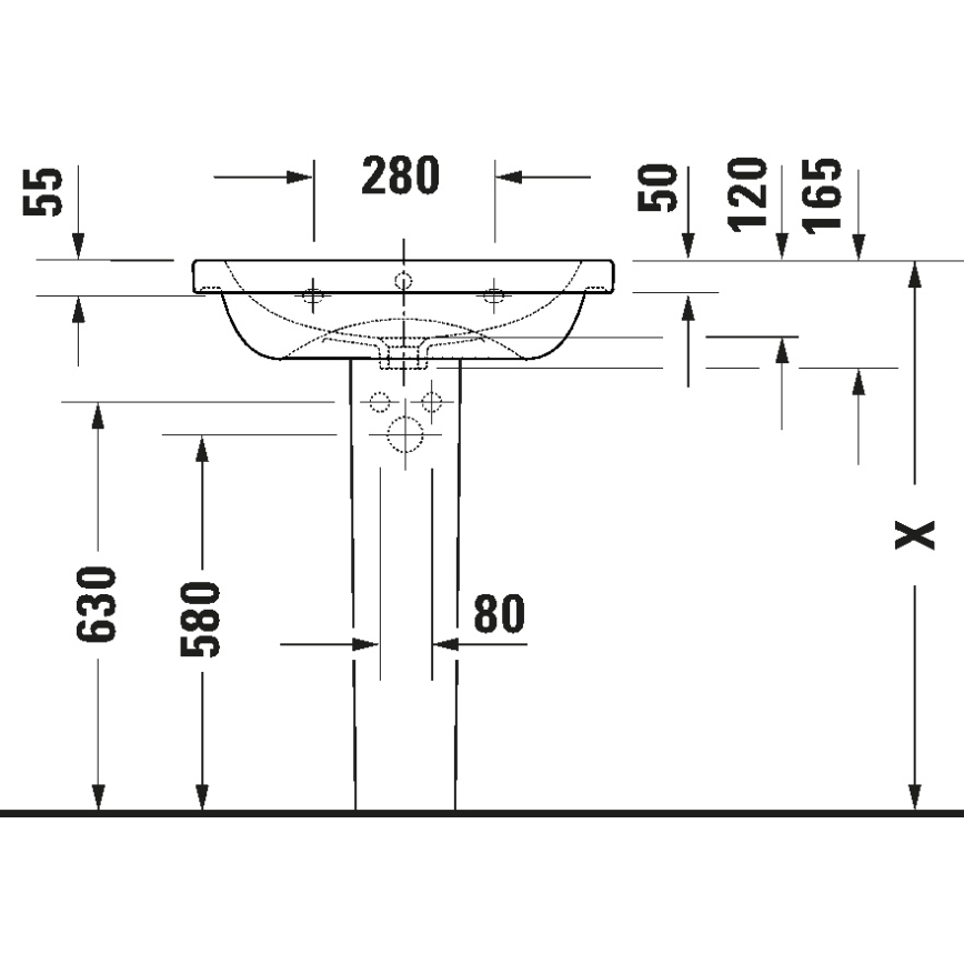 Duravit 23996500002 - Sienas piestiprināma izlietne D-CODE 65x48 cm keramika/spīdīgi balta