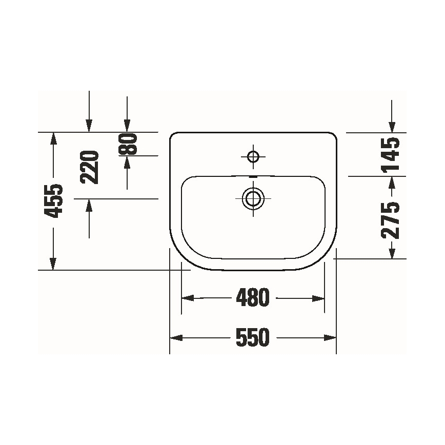 Duravit 24035500002 - Iebūvējama izlietne D-CODE 55x45,5 cm keramika/spīdīgi balta