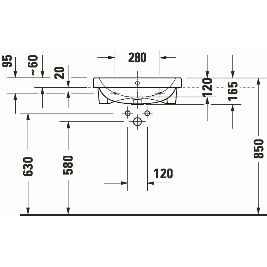Duravit 24035500002 - Iebūvējama izlietne D-CODE 55x45,5 cm keramika/spīdīgi balta