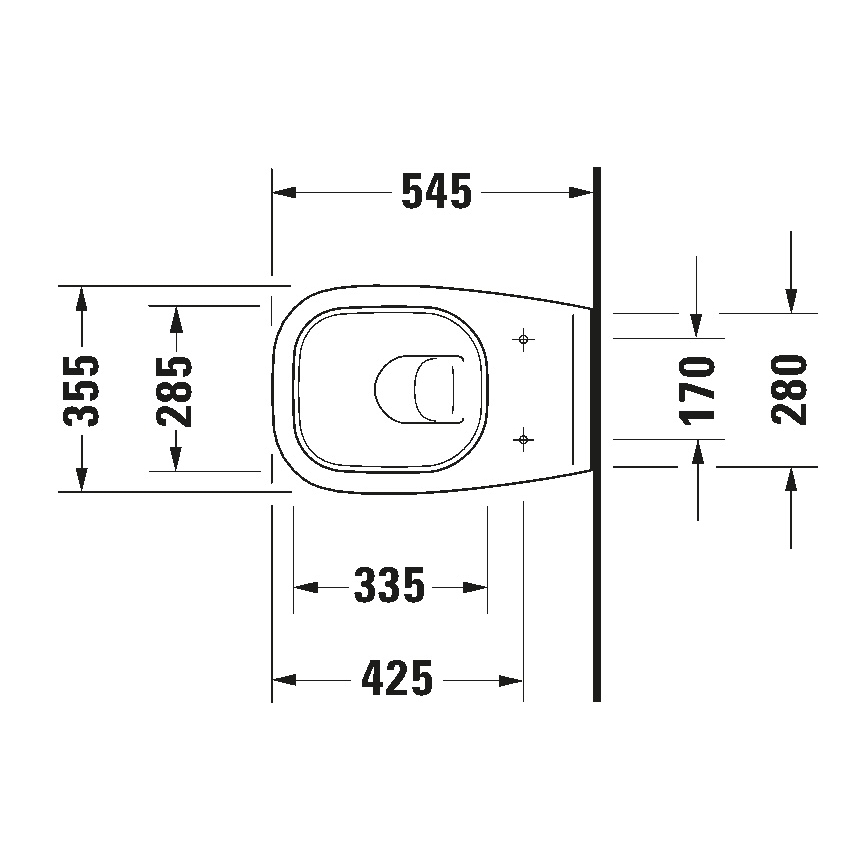 Duravit 25350900002 - sienas tualetes pods D-CODE, keramika / spīdīgi balts