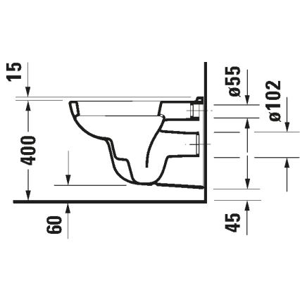 Duravit 25350900002 - sienas tualetes pods D-CODE, keramika / spīdīgi balts