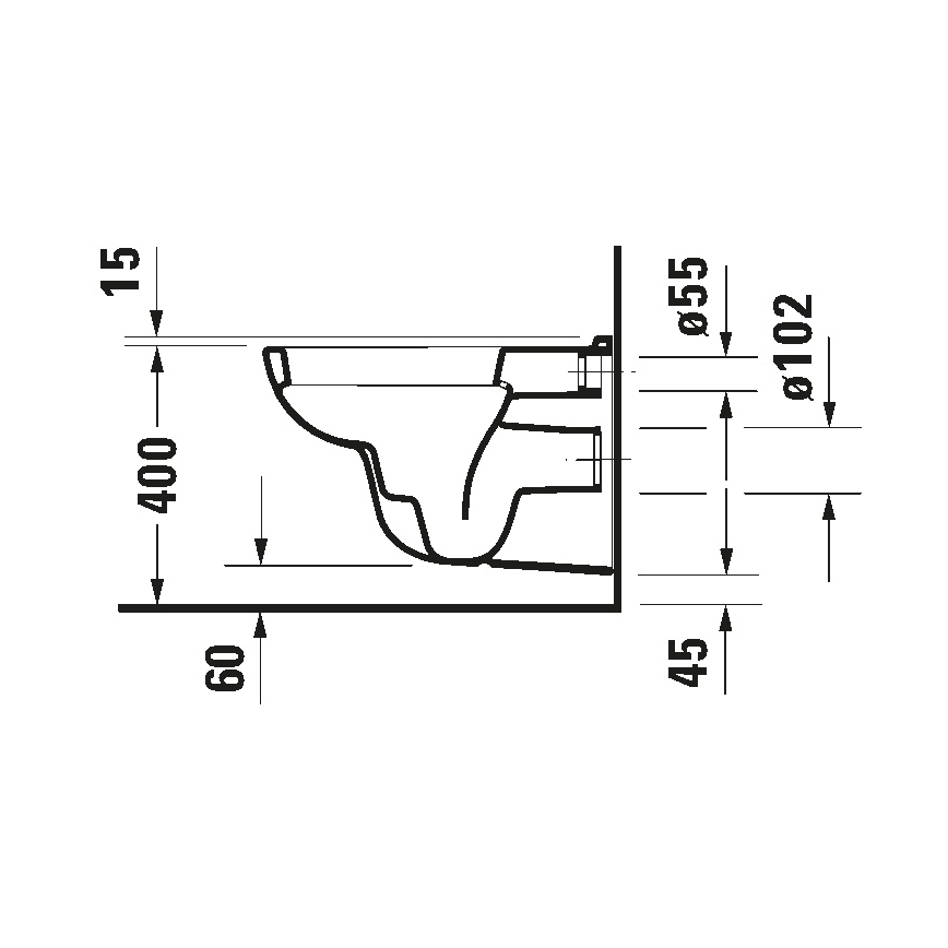 Duravit 25350900002 - sienas tualetes pods D-CODE, keramika / spīdīgi balts