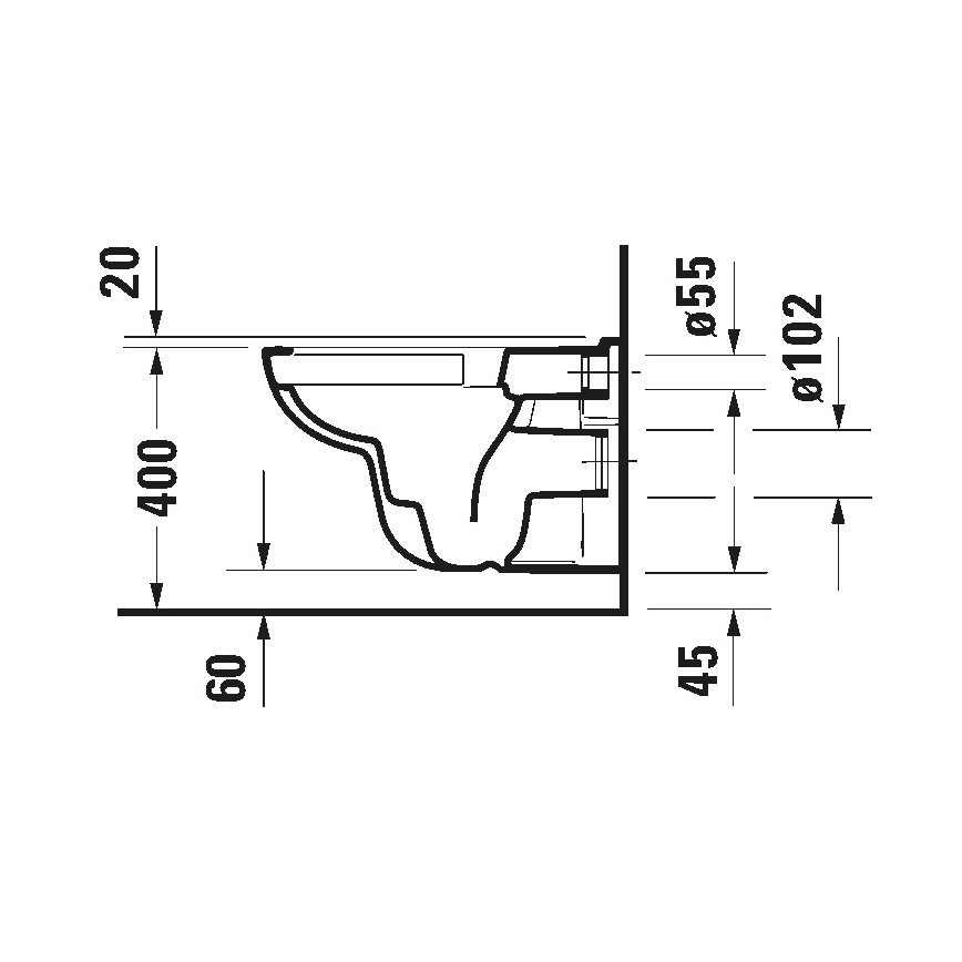 Duravit 25700920002 - piekaramais Rimless WC D-CODE, keramika/glancēta balta