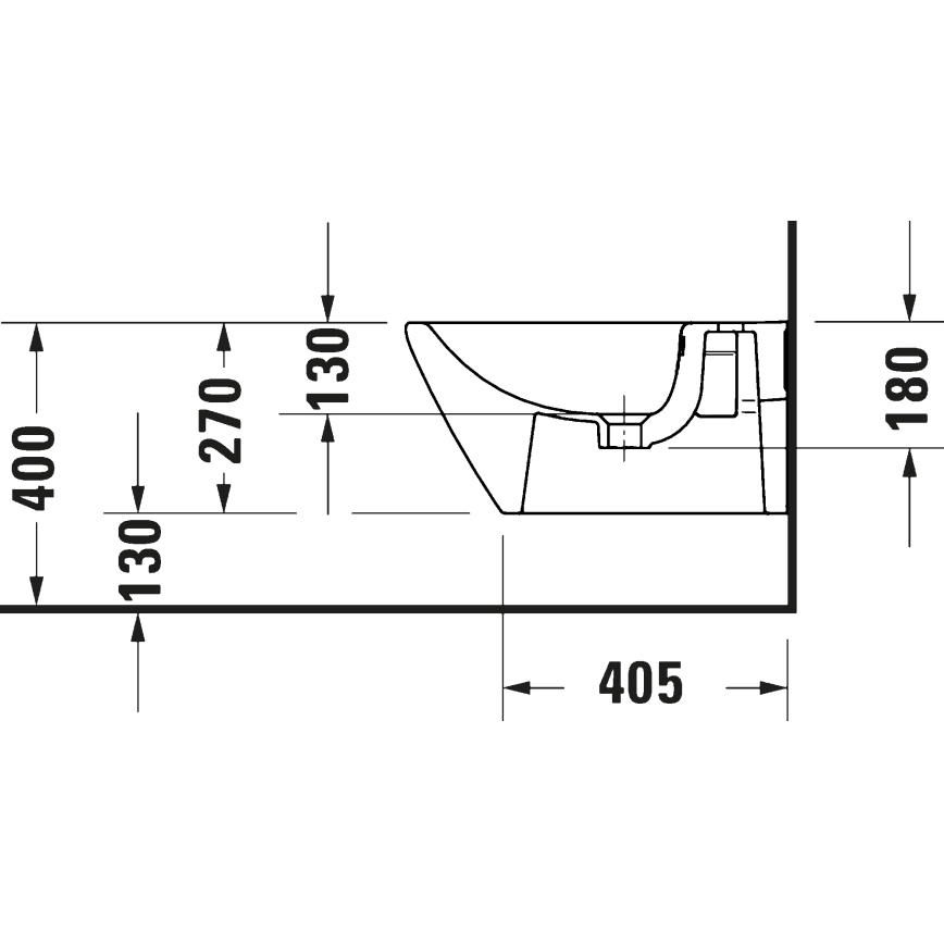 Duravit 27271500002 - pie sienas piestiprināma bide D-CODE, keramika, spīdīgi balta