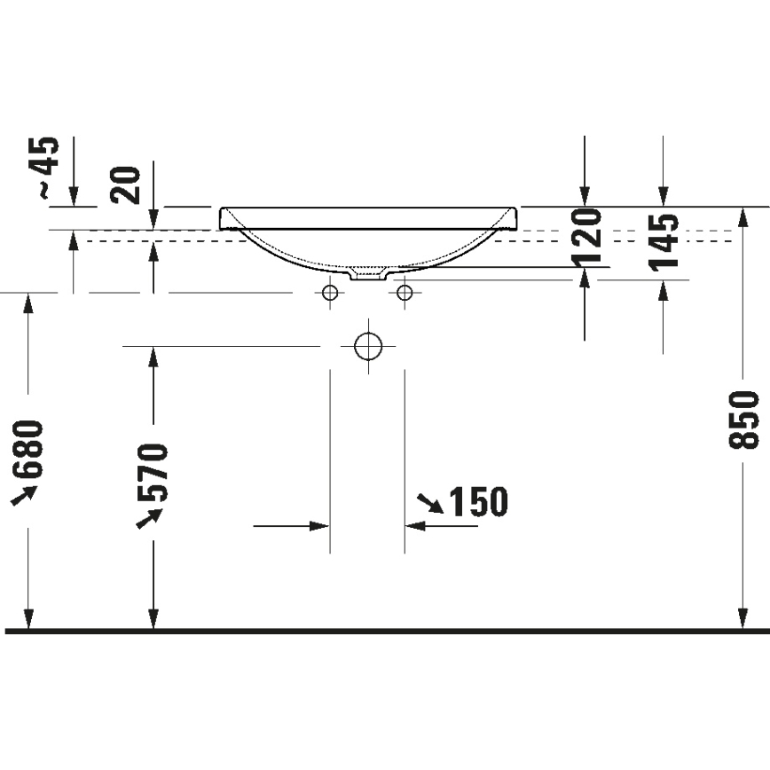 Duravit 358600079 - iebūvējama izlietne D-NEO 60x44 cm, keramika/spīdīgi balta