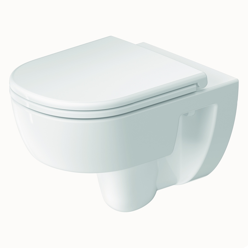 Duravit 45130900B2 - Sienas piestiprināms WC Rimless ar SoftClose sēdekli D-CODE keramika/glancēta balta
