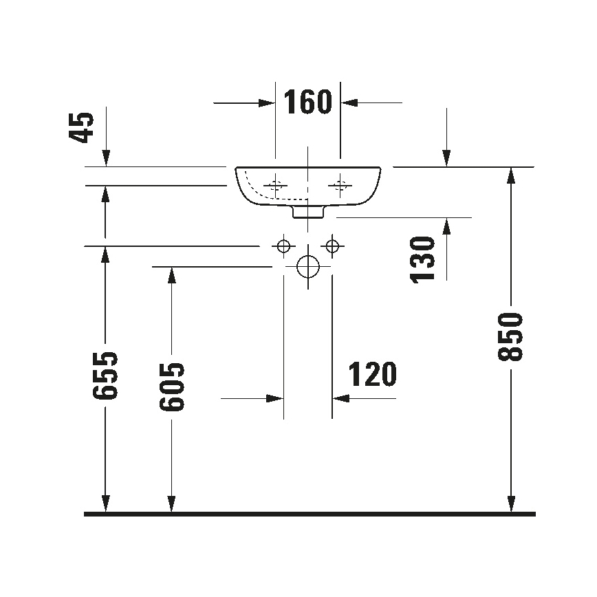 Duravit 7053600082 - sienas uzstādāma izlietne D-CODE 36x27 cm, spīdīgi balta keramika