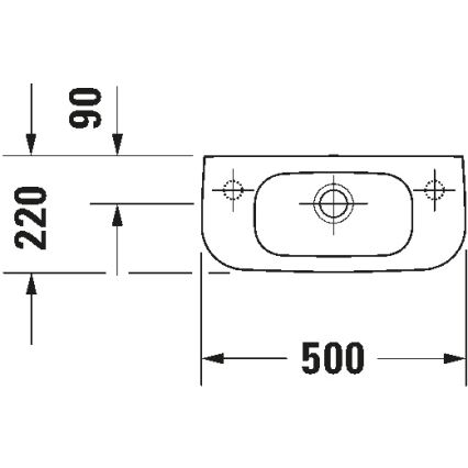 Duravit 7065000092 - Sienas stiprināma izlietne D-CODE 50x22 cm, keramika/spīdīgi balta