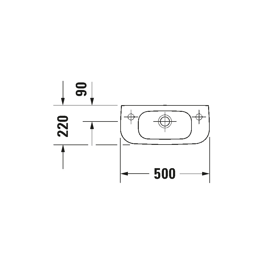 Duravit 7065000092 - Sienas stiprināma izlietne D-CODE 50x22 cm, keramika/spīdīgi balta