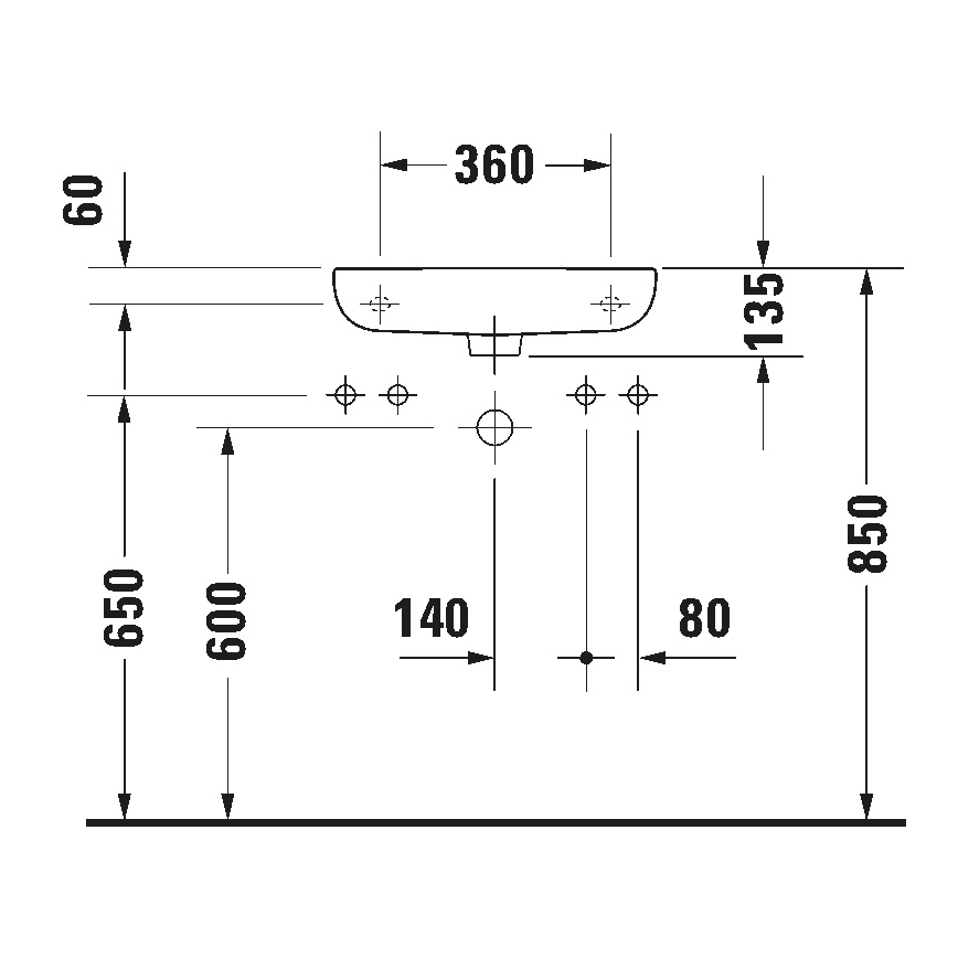 Duravit 7065000092 - Sienas stiprināma izlietne D-CODE 50x22 cm, keramika/spīdīgi balta