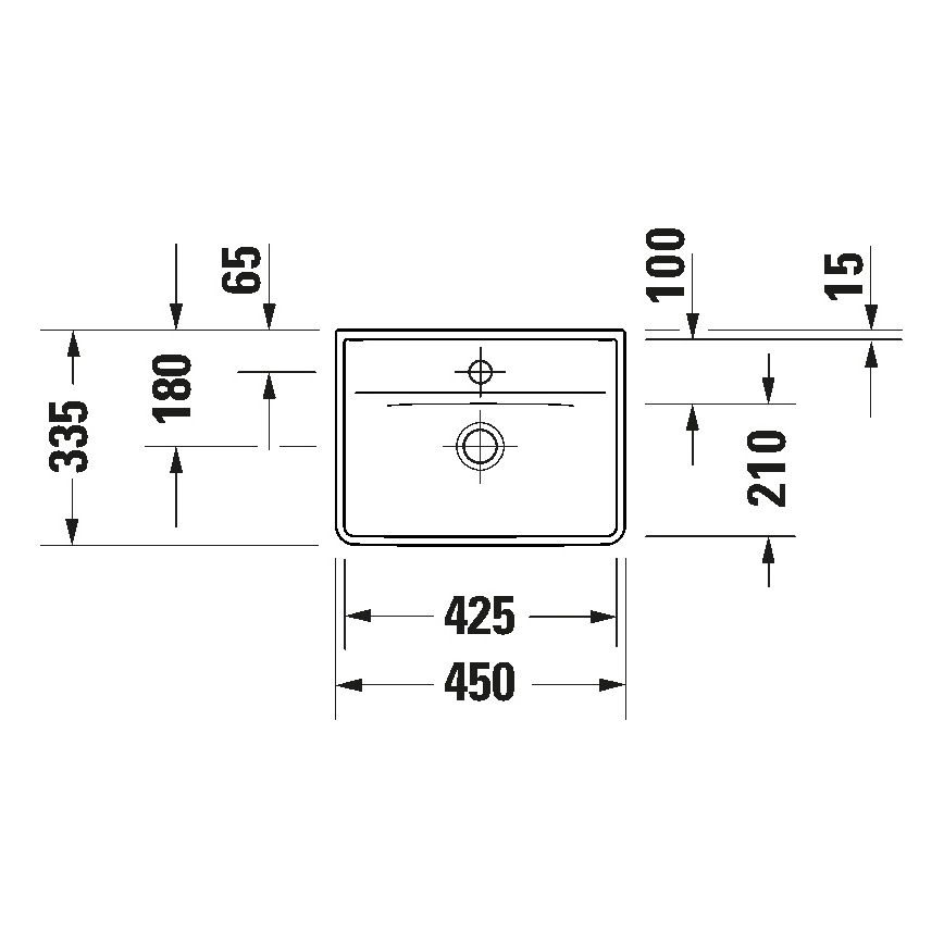 Duravit 738450041 - Pie sienas stiprināma izlietne D-NEO 45x33,5 cm keramika/spīdīgi balta