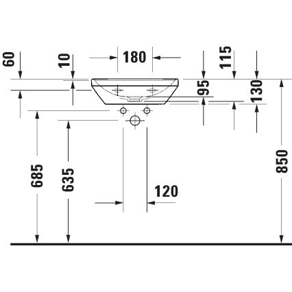 Duravit 738450041 - Pie sienas stiprināma izlietne D-NEO 45x33,5 cm keramika/spīdīgi balta