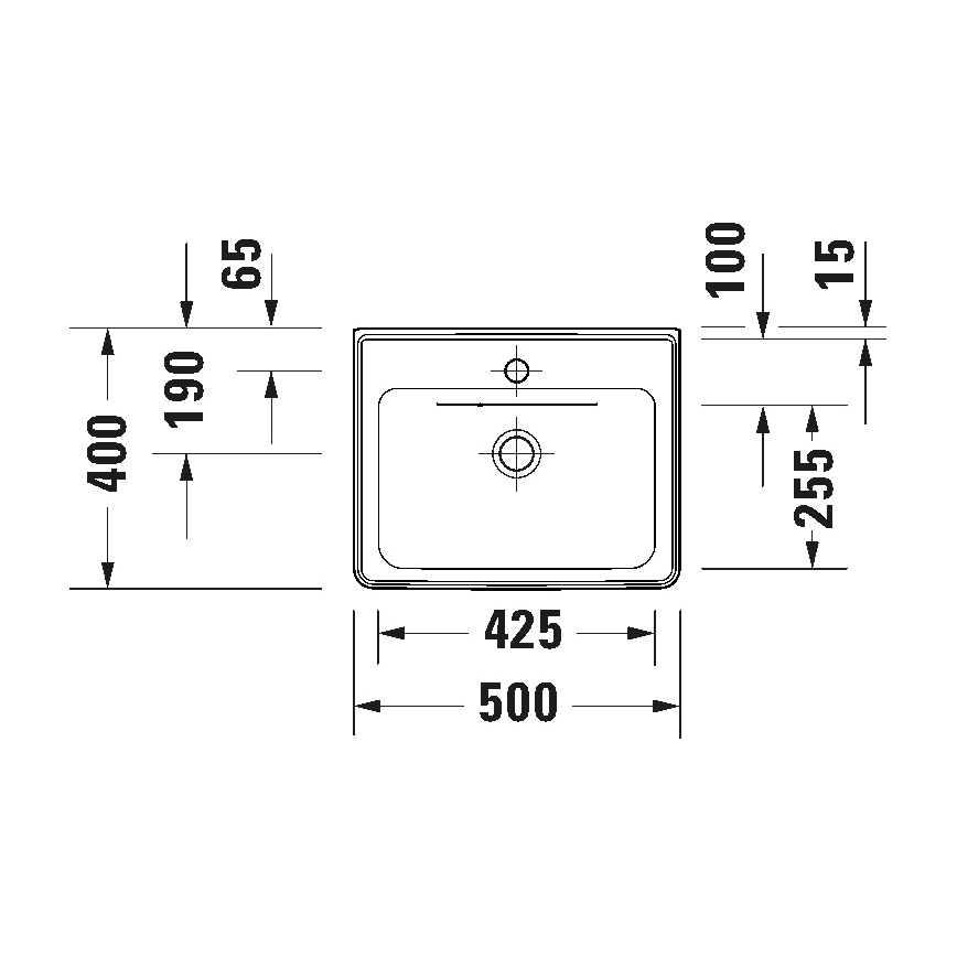 Duravit 742500000 - Pie sienas stiprināma izlietne D-NEO 50x40 cm keramika/glancēta balta