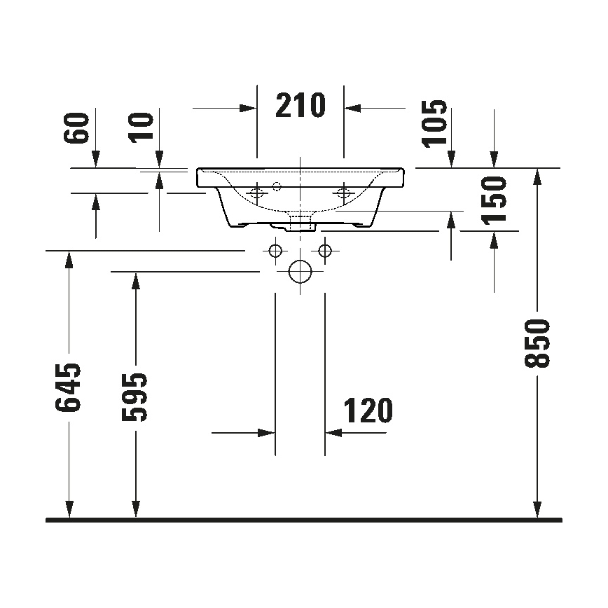 Duravit 742500000 - Pie sienas stiprināma izlietne D-NEO 50x40 cm keramika/glancēta balta