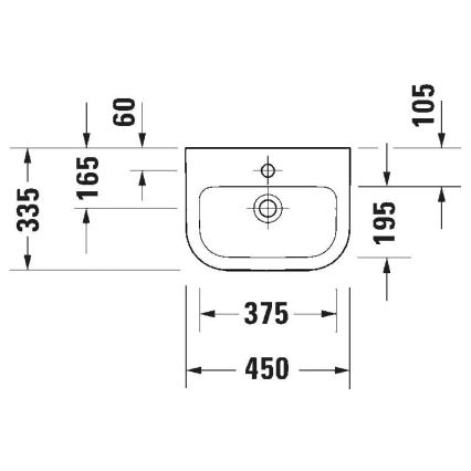Duravit 7484500002 - Piekaramā izlietne D-CODE 45x33,5 cm keramika/glancēta balta