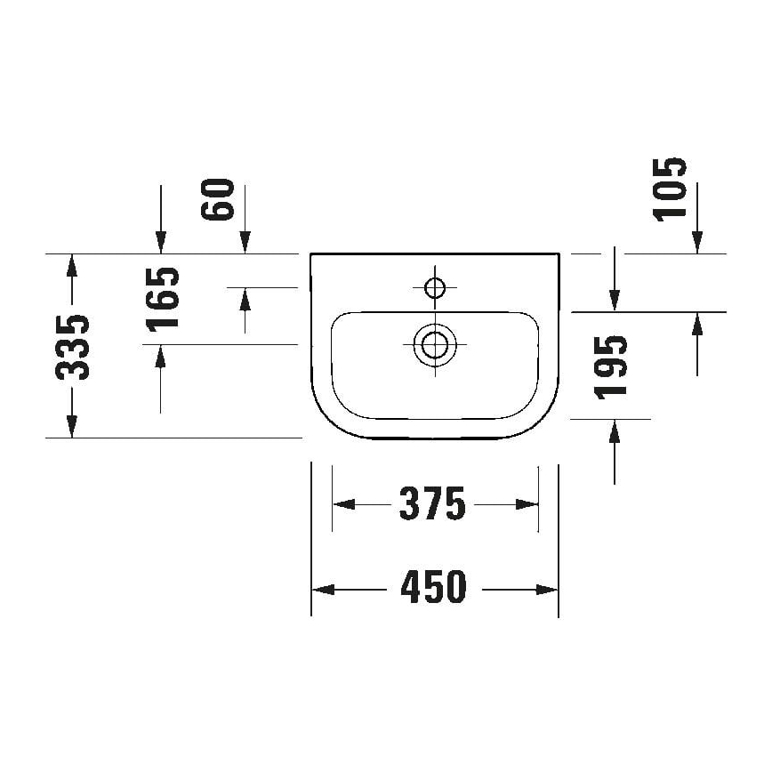 Duravit 7484500002 - Piekaramā izlietne D-CODE 45x33,5 cm keramika/glancēta balta