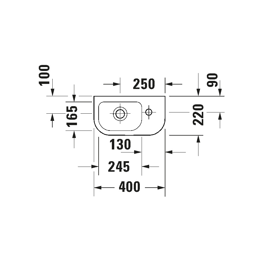 Duravit 7494000412 - D-CODE 40x22 cm pakarināmā izlietne, keramika/spīdīgi balta