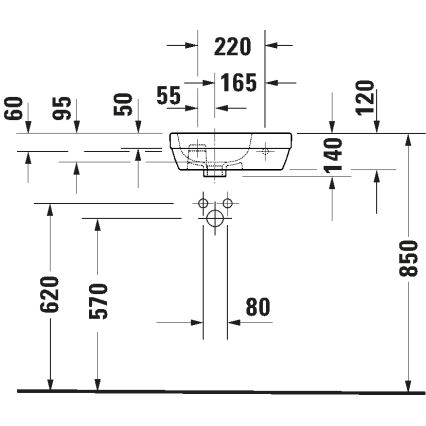 Duravit 7494000412 - D-CODE 40x22 cm pakarināmā izlietne, keramika/spīdīgi balta