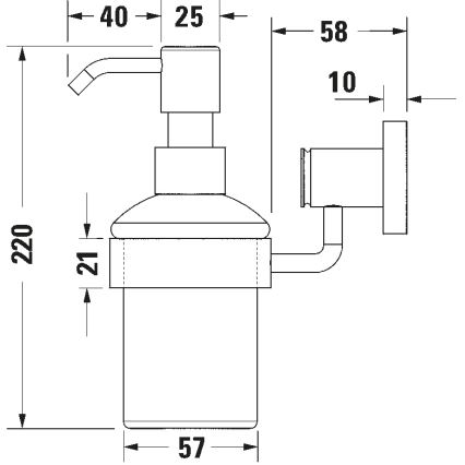 Duravit 99161000 -Sienas uzstādāms ziepju dozators D-CODE 390 ml pienbaltas krāsas stikls/spīdīgs hroms