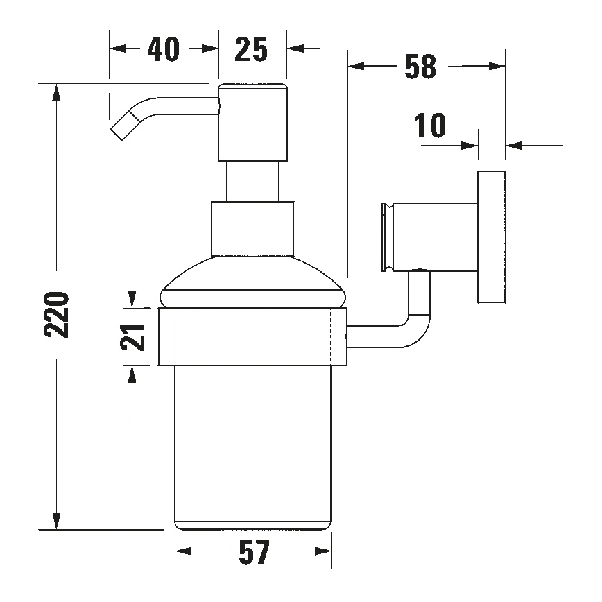 Duravit 99161000 -Sienas uzstādāms ziepju dozators D-CODE 390 ml pienbaltas krāsas stikls/spīdīgs hroms