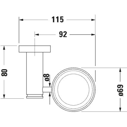 Duravit 99201000 - Sienas stiprināms zobu suku turētājs D-CODE, labais, spīdīgs hroms