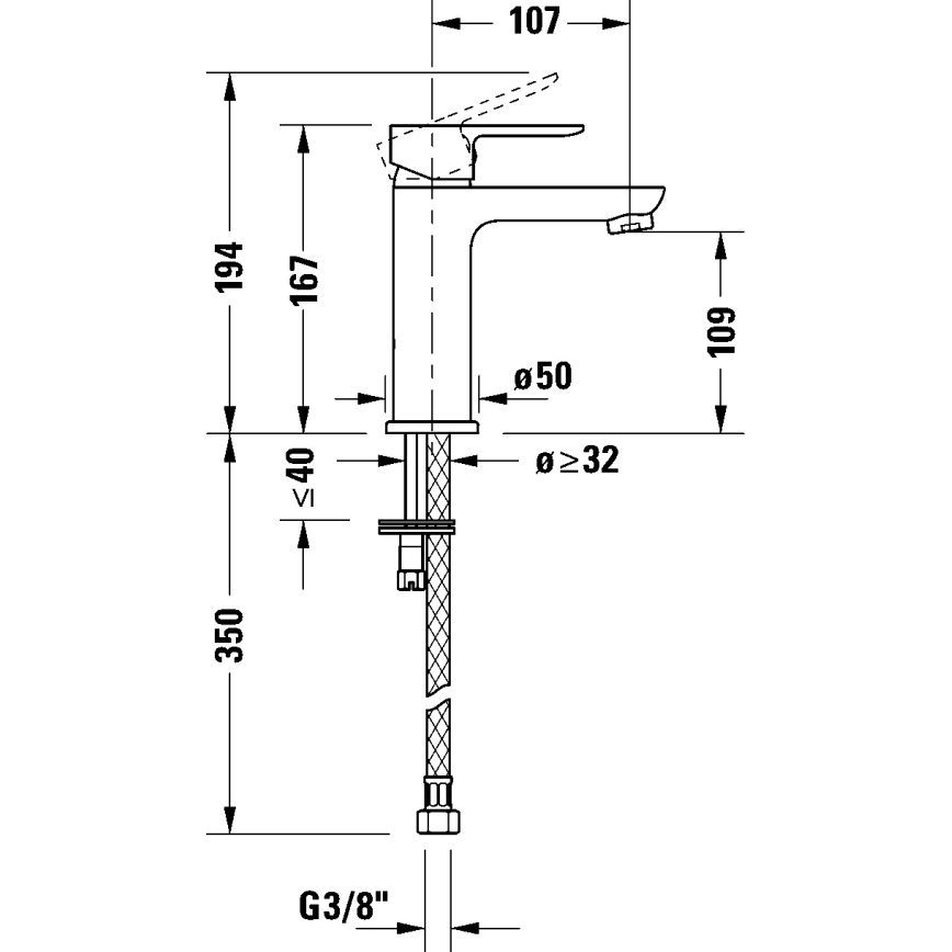 Duravit DC1023002010 - Izlietnes jaucējkrāns D-CODE spīdīgs hroms