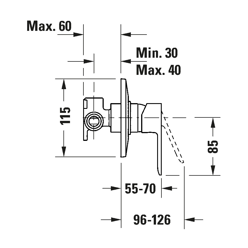 Duravit DC4210007046 - D-CODE dušas jaucējkrāns iebūvei, matēts melns