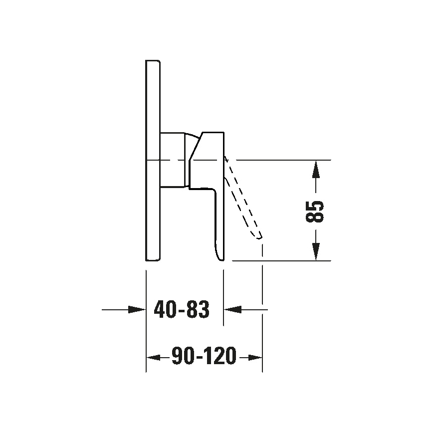 Duravit DC4210010046 - Dušas jaucējkrāns slēptai montāžai D-CODE matētā melnā krāsā