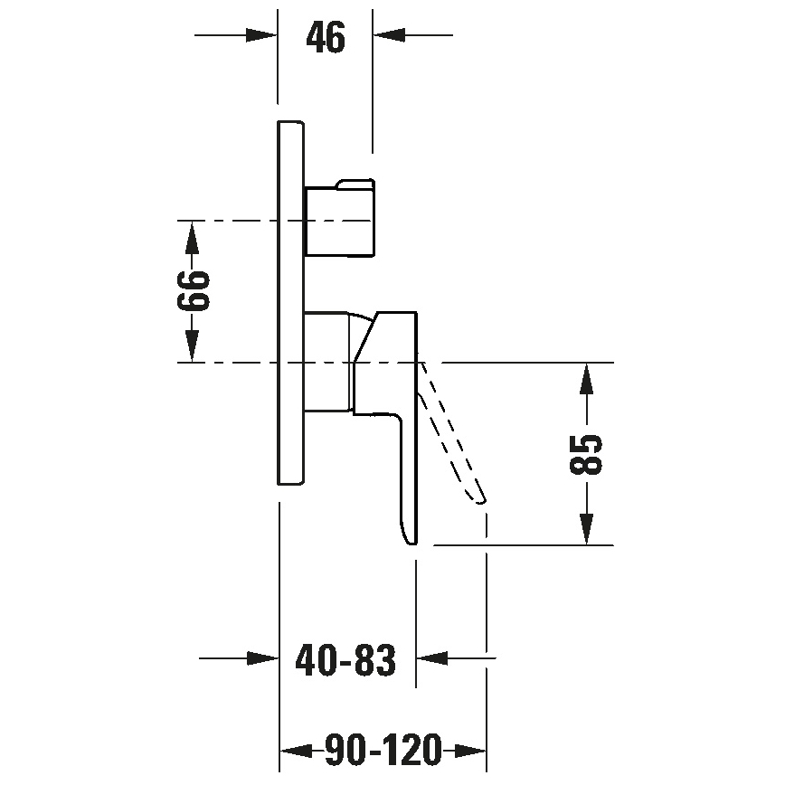 Duravit DC4210012046 - Dušas jaucējkrāns iebūvei D-CODE, matēts melns