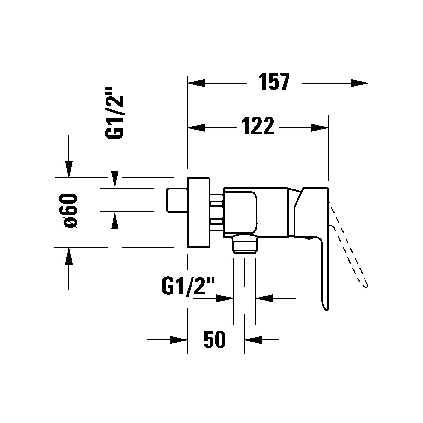 Duravit DC4230001010 - D-CODE sienas bidēta jaucējkrāns, pulēts hroms