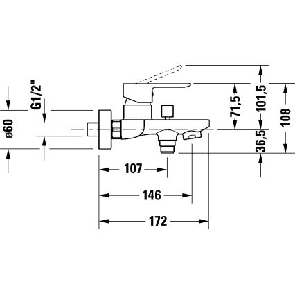 Duravit DC5230001010 - Vannas jaucējkrāns D-CODE, spīdīgs hroms