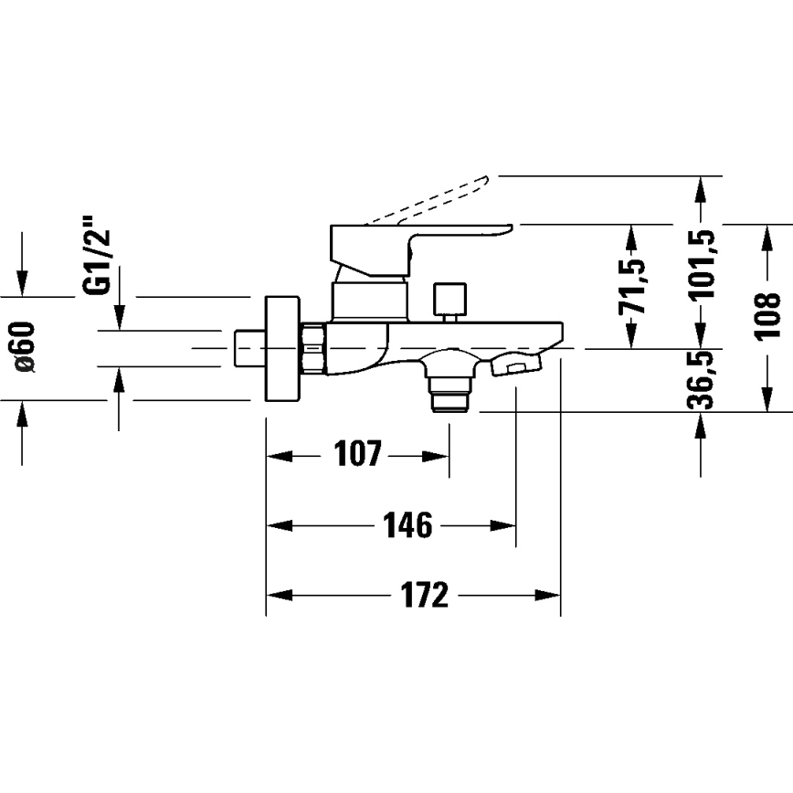 Duravit DC5230001010 - Vannas jaucējkrāns D-CODE, spīdīgs hroms