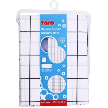 Dušas kabīne aizkars TORO EASY 178x199 cm balta/melna