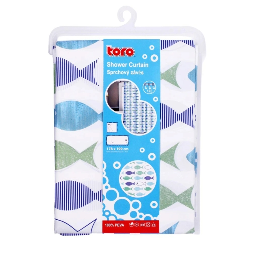 Dušas kabīne aizkars TORO PREMIUM 178x199 cm zila/zaļa