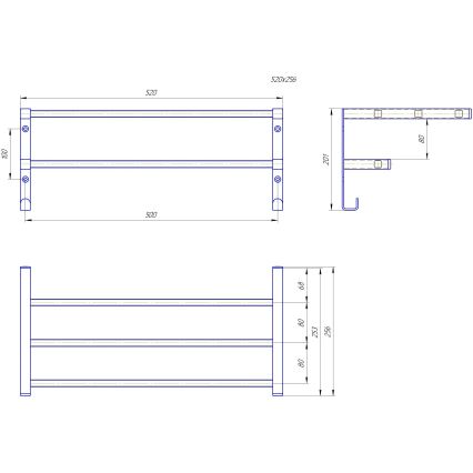 Dvieļu pakaramais vannas istabas radiatoram HF SHEFFIELD 52x25,6 cm melns