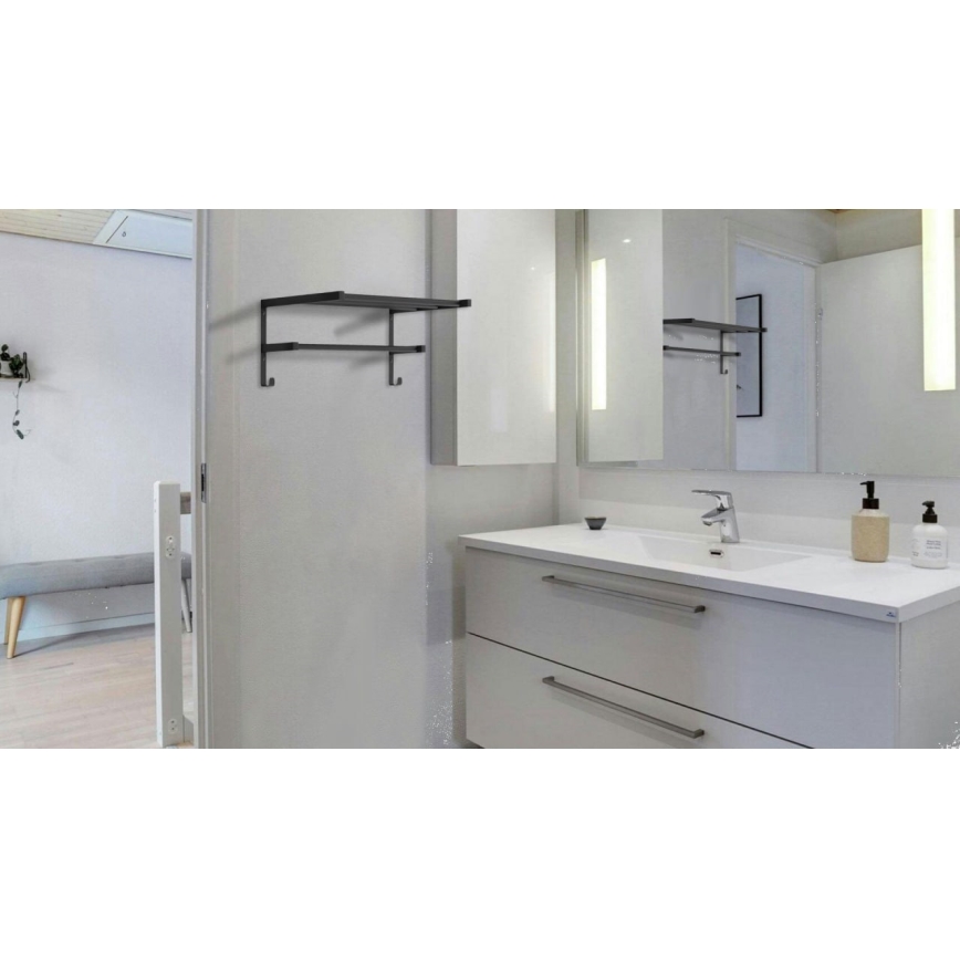 Dvieļu pakaramais vannas istabas radiatoram HF SHEFFIELD 52x25,6 cm melns