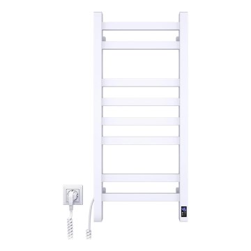 Dvieļu radiators vannas istabai ar termostatu AVANGARD 251W/230V 80,6 cm IP44, balts, kreisais, kvadrātveida