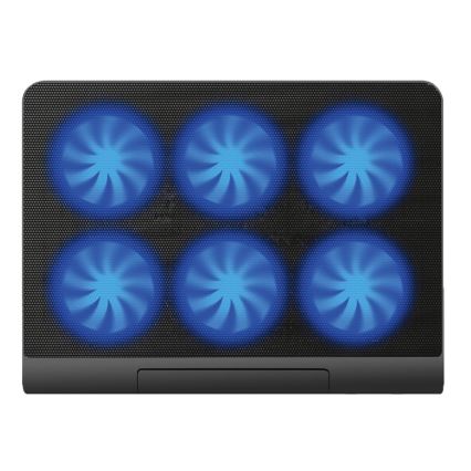 Dzesēšanas paliktnis klēpjdatoram 6x ventilators 2xUSB melns
