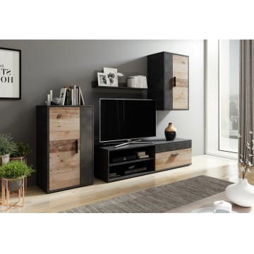 Dzīvojamās istabas sienas sekcija BRICK brūna/melna