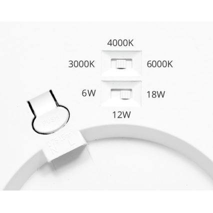 LED Aptumšojama iegremdējama lampa ar sensoru LEXA LED/6/12/18W/230V 3000/4000/6000K d. 22,5 cm balta