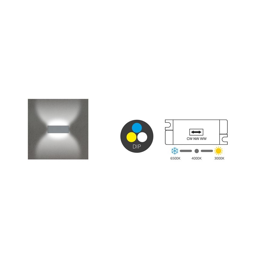 LED Āra sienas lampa BRICK 2xLED/6W/230V 3000/4000/6500K IP65 balta