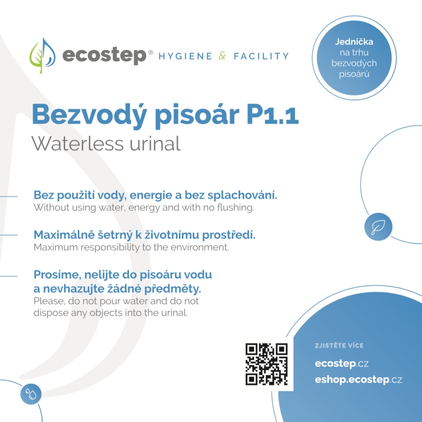EcoStep 100002 - Informācijas plāksne bezūdens pisuāram P1.1 CZ/ENG